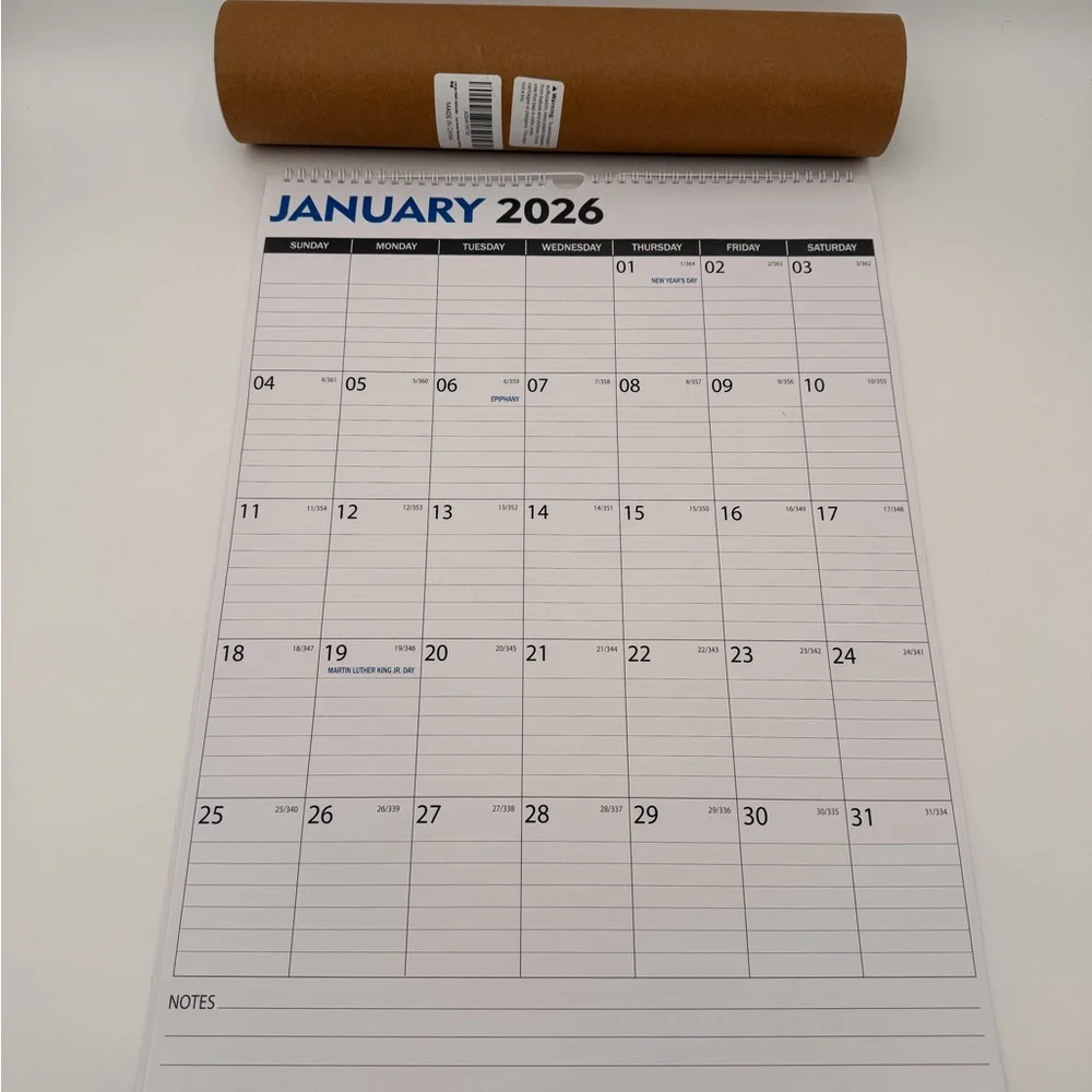 Large Wall Calendar Jan 2026 - June 2027